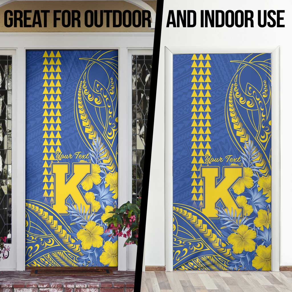 Personalised Hawaii Kaiser High School Door Cover Tribal Tattoo With Hibiscus Flowers