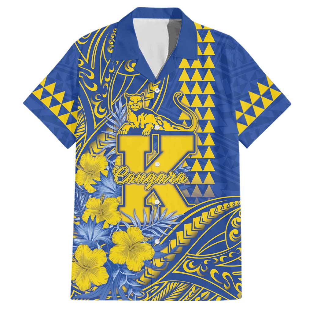 Personalised Hawaii Kaiser High School Family Matching Off Shoulder Maxi Dress and Hawaiian Shirt Tribal Tattoo With Hibiscus Flowers