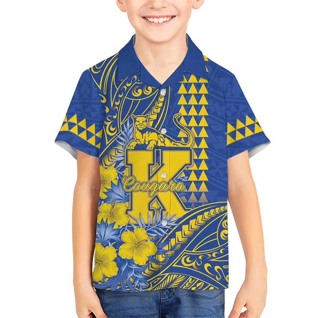 Personalised Hawaii Kaiser High School Family Matching Puletasi and Hawaiian Shirt Tribal Tattoo With Hibiscus Flowers