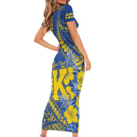 Personalised Hawaii Kaiser High School Family Matching Short Sleeve Bodycon Dress and Hawaiian Shirt Tribal Tattoo With Hibiscus Flowers