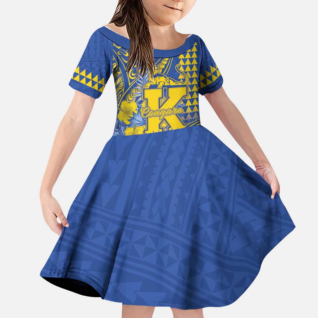 Personalised Hawaii Kaiser High School Family Matching Summer Maxi Dress and Hawaiian Shirt Tribal Tattoo With Hibiscus Flowers