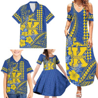 Personalised Hawaii Kaiser High School Family Matching Summer Maxi Dress and Hawaiian Shirt Tribal Tattoo With Hibiscus Flowers