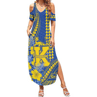 Personalised Hawaii Kaiser High School Family Matching Summer Maxi Dress and Hawaiian Shirt Tribal Tattoo With Hibiscus Flowers