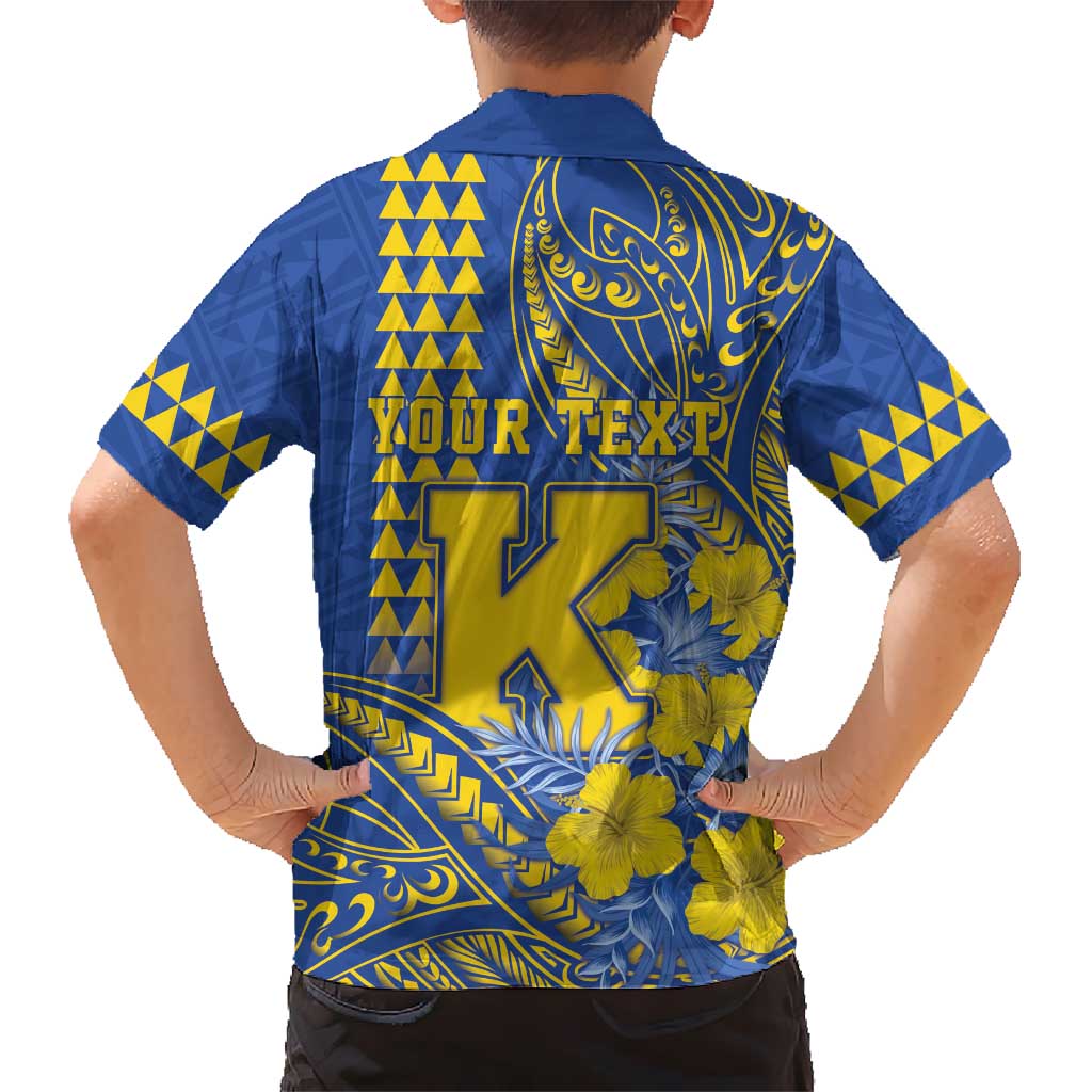 Personalised Hawaii Kaiser High School Family Matching Tank Maxi Dress and Hawaiian Shirt Tribal Tattoo With Hibiscus Flowers