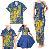 Personalised Hawaii Kaiser High School Family Matching Tank Maxi Dress and Hawaiian Shirt Tribal Tattoo With Hibiscus Flowers