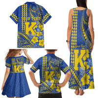 Personalised Hawaii Kaiser High School Family Matching Tank Maxi Dress and Hawaiian Shirt Tribal Tattoo With Hibiscus Flowers