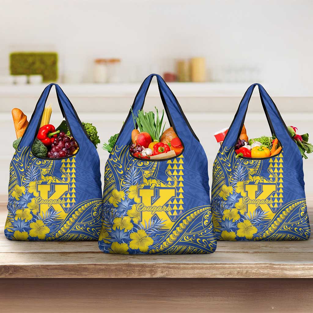 Hawaii Kaiser High School Grocery Bag Tribal Tattoo With Hibiscus Flowers