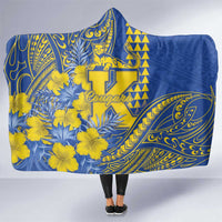 Hawaii Kaiser High School Hooded Blanket Tribal Tattoo With Hibiscus Flowers