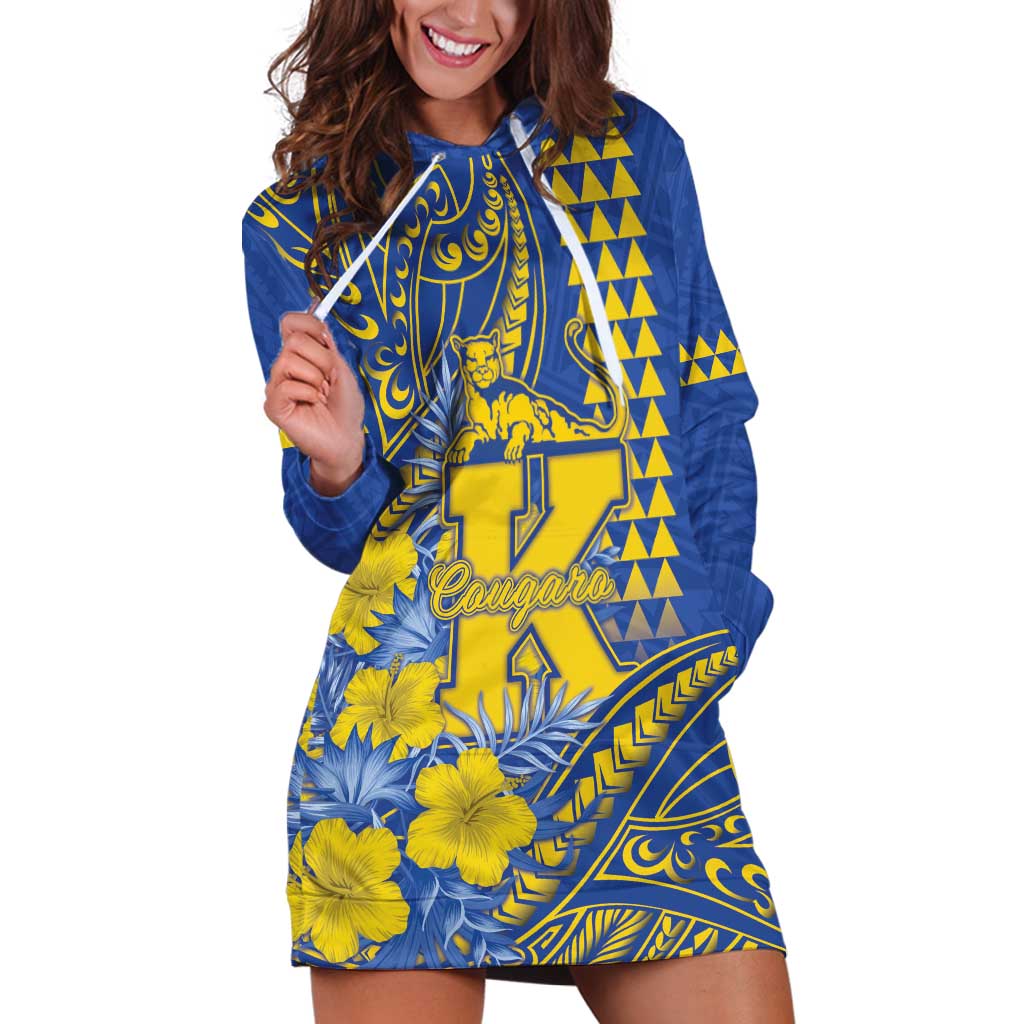 Personalised Hawaii Kaiser High School Hoodie Dress Tribal Tattoo With Hibiscus Flowers