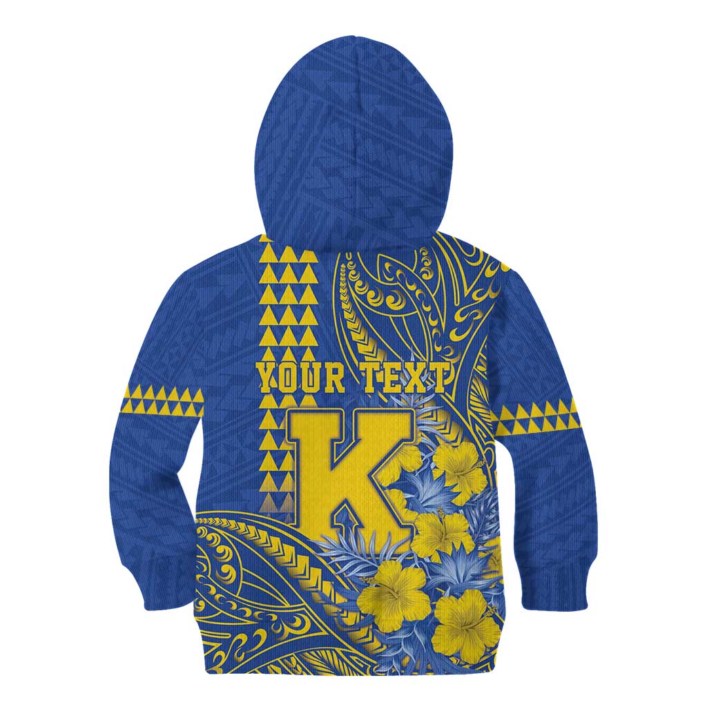 Personalised Hawaii Kaiser High School Kid Hoodie Tribal Tattoo With Hibiscus Flowers