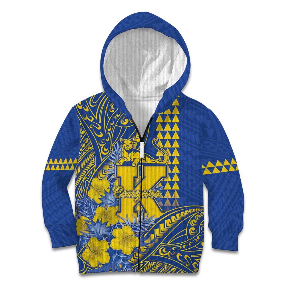 Personalised Hawaii Kaiser High School Kid Hoodie Tribal Tattoo With Hibiscus Flowers