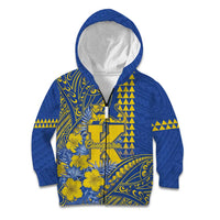 Personalised Hawaii Kaiser High School Kid Hoodie Tribal Tattoo With Hibiscus Flowers