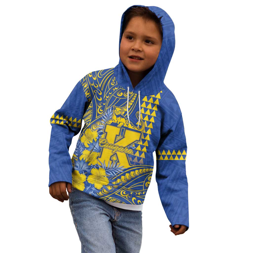 Personalised Hawaii Kaiser High School Kid Hoodie Tribal Tattoo With Hibiscus Flowers