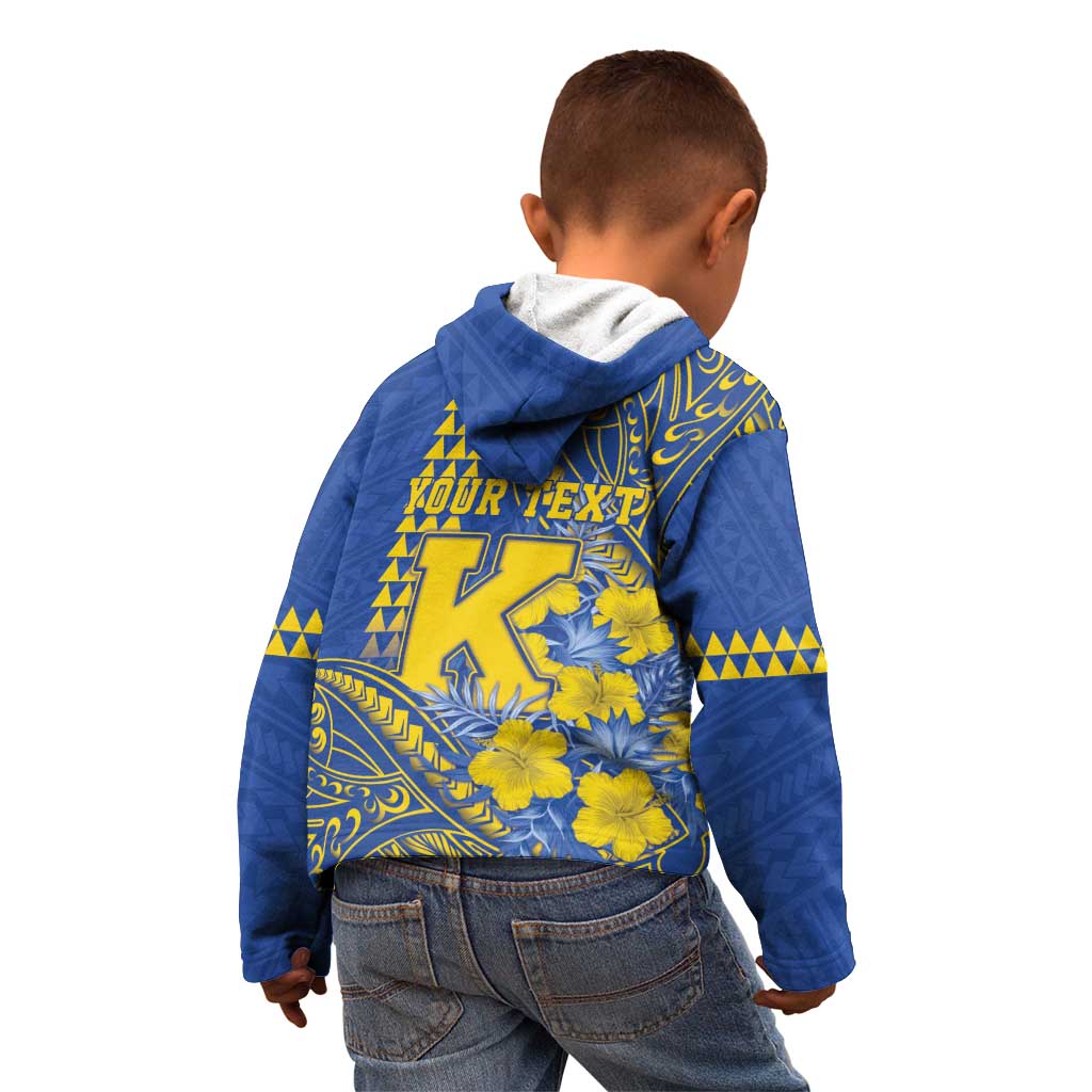 Personalised Hawaii Kaiser High School Kid Hoodie Tribal Tattoo With Hibiscus Flowers