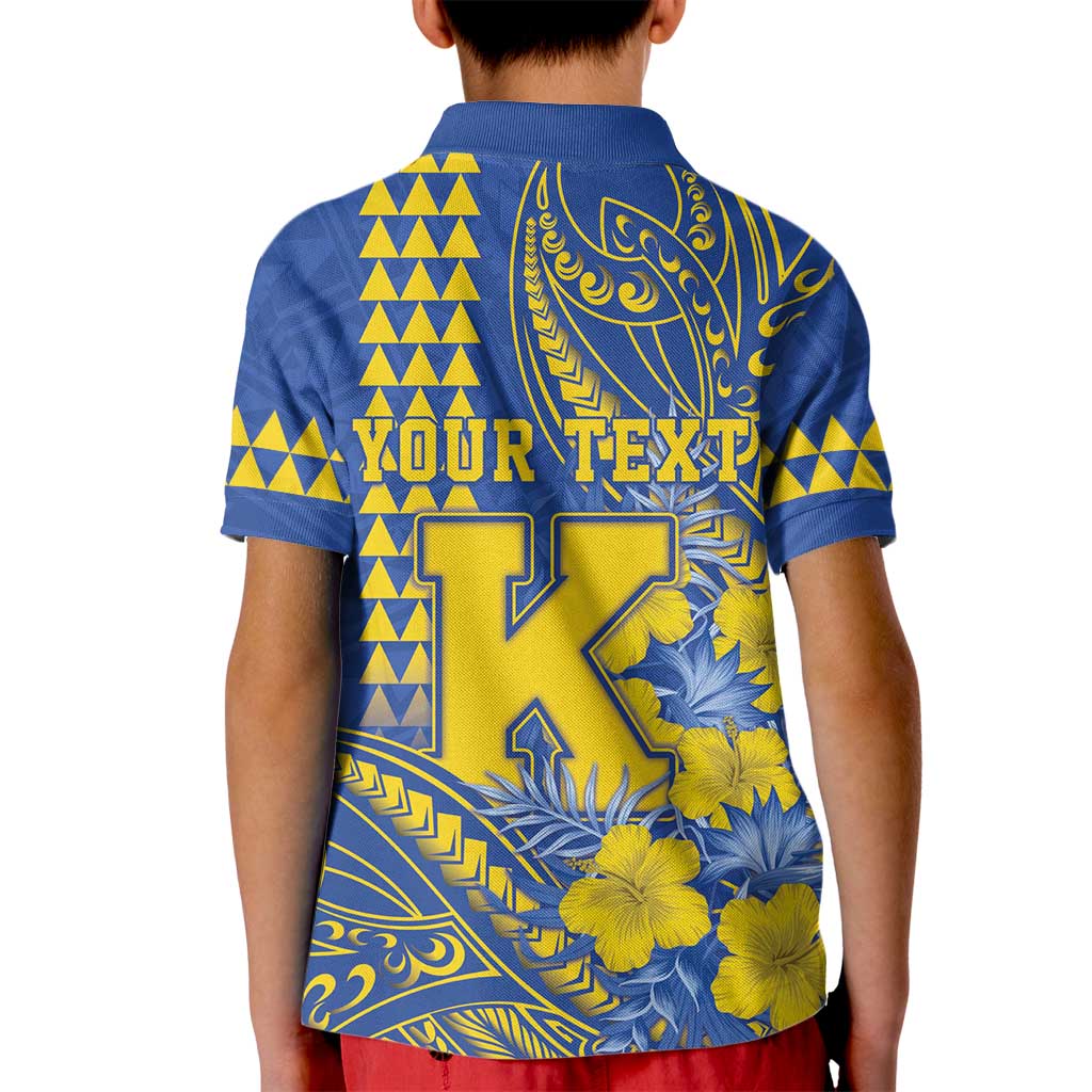 Personalised Hawaii Kaiser High School Kid Polo Shirt Tribal Tattoo With Hibiscus Flowers