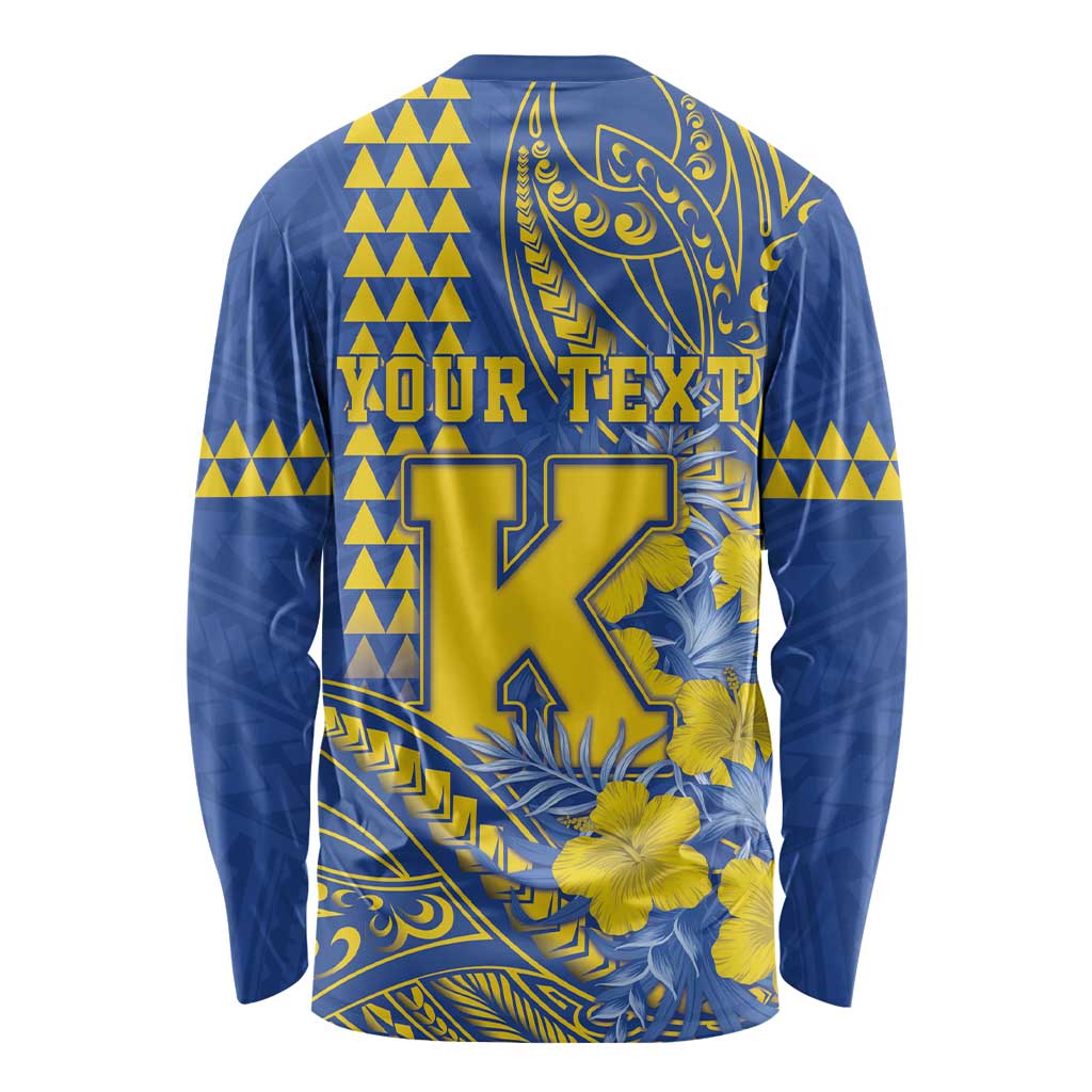Personalised Hawaii Kaiser High School Long Sleeve Shirt Tribal Tattoo With Hibiscus Flowers