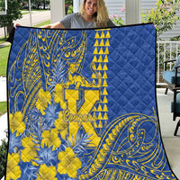 Hawaii Kaiser High School Quilt Tribal Tattoo With Hibiscus Flowers LT05 Blue - Polynesian Pride