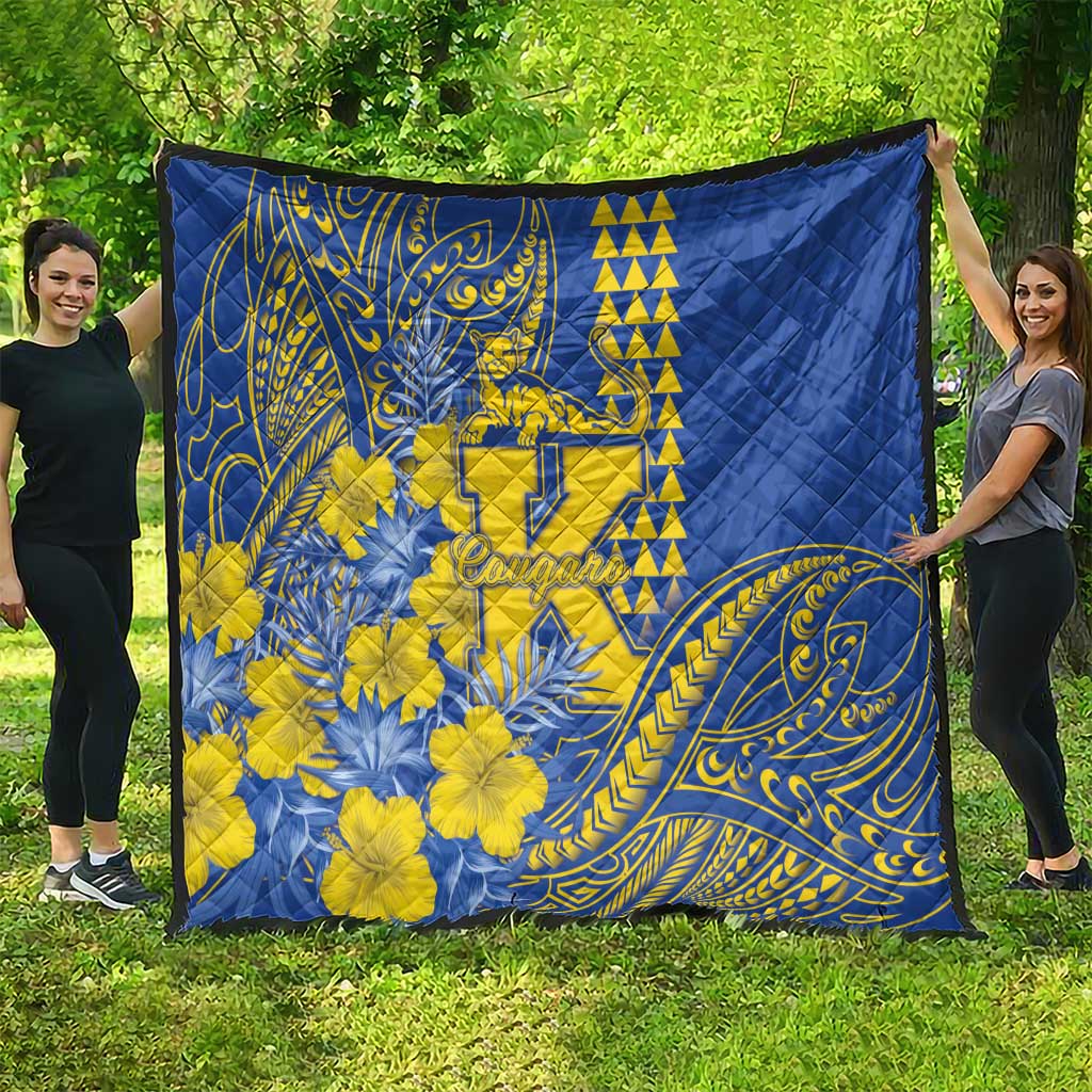 Hawaii Kaiser High School Quilt Tribal Tattoo With Hibiscus Flowers LT05 - Polynesian Pride