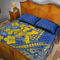 Hawaii Kaiser High School Quilt Bed Set Tribal Tattoo With Hibiscus Flowers