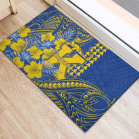 Hawaii Kaiser High School Rubber Doormat Tribal Tattoo With Hibiscus Flowers