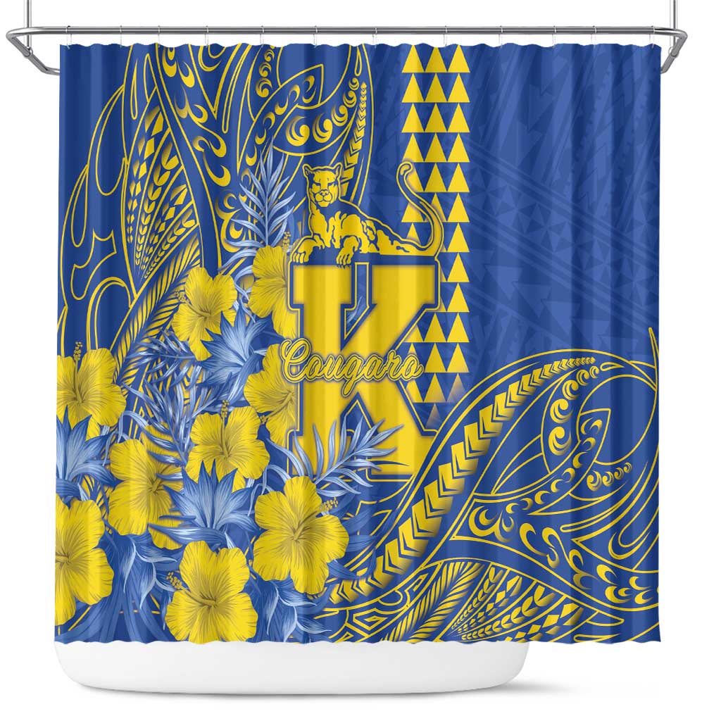 Hawaii Kaiser High School Shower Curtain Tribal Tattoo With Hibiscus Flowers