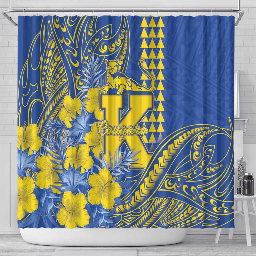 Hawaii Kaiser High School Shower Curtain Tribal Tattoo With Hibiscus Flowers