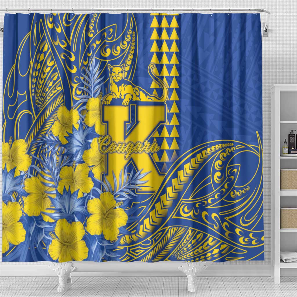Hawaii Kaiser High School Shower Curtain Tribal Tattoo With Hibiscus Flowers