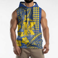 Personalised Hawaii Kaiser High School Sleeveless Hoodie Tribal Tattoo With Hibiscus Flowers
