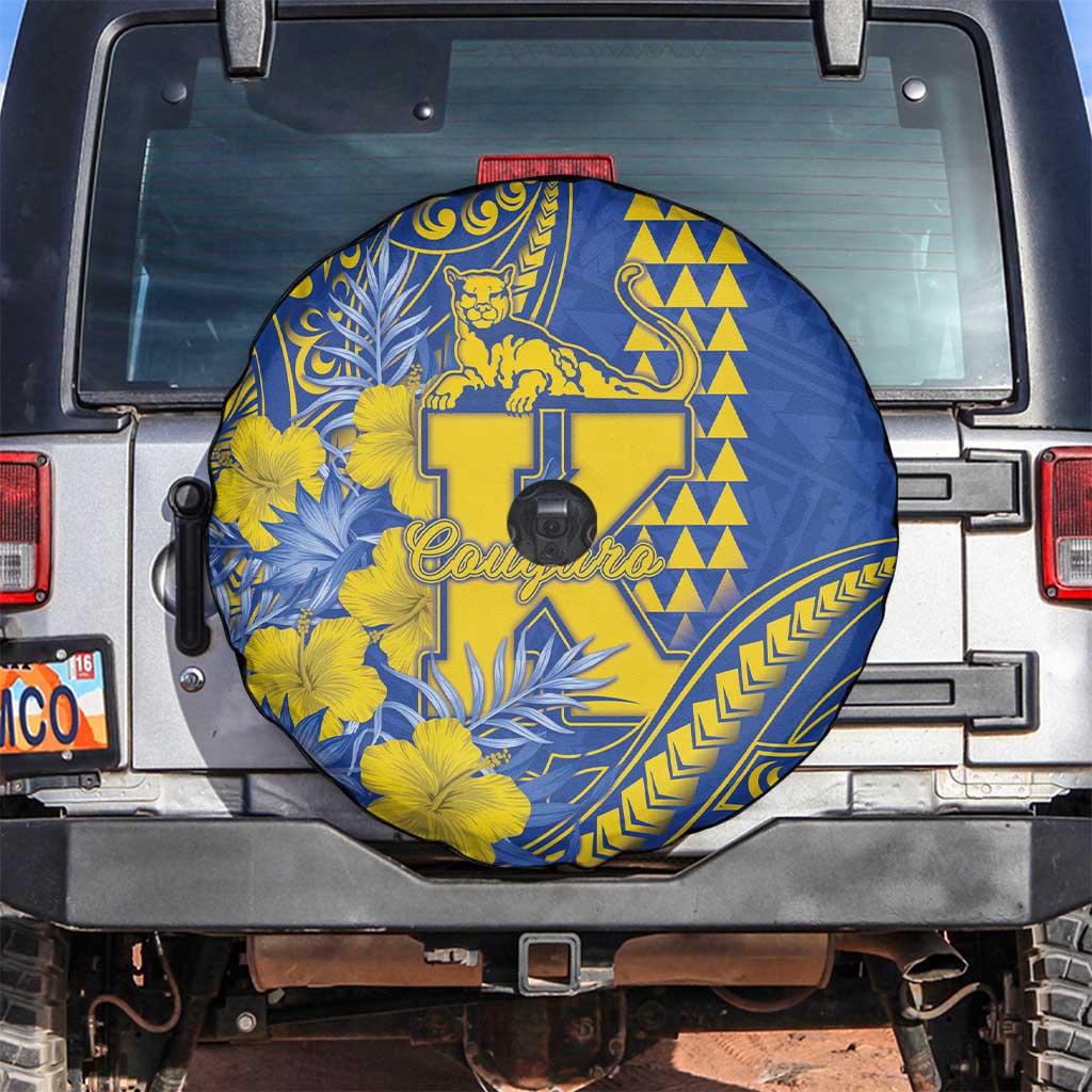 Hawaii Kaiser High School Spare Tire Cover Tribal Tattoo With Hibiscus Flowers LT05 Blue - Polynesian Pride