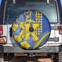 Hawaii Kaiser High School Spare Tire Cover Tribal Tattoo With Hibiscus Flowers LT05 Blue - Polynesian Pride