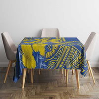 Hawaii Kaiser High School Tablecloth Tribal Tattoo With Hibiscus Flowers