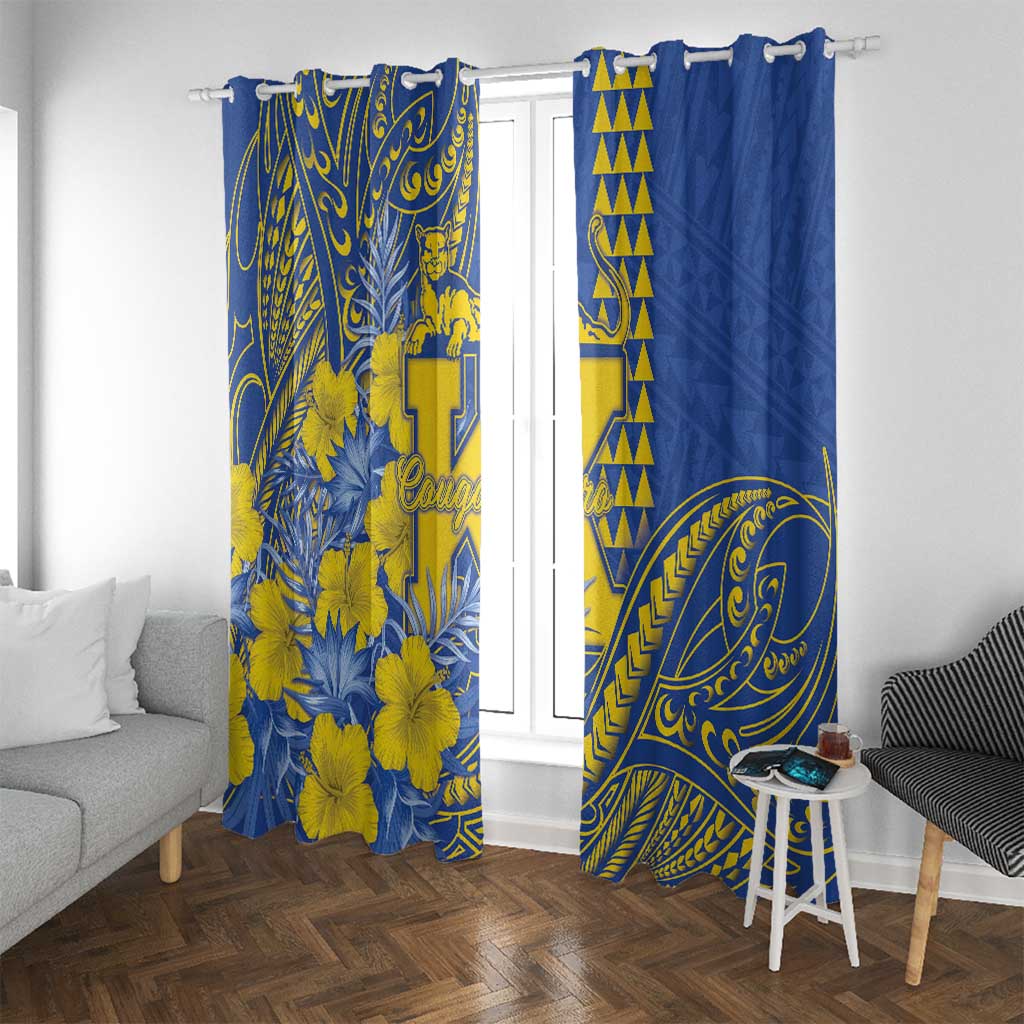 Hawaii Kaiser High School Window Curtain Tribal Tattoo With Hibiscus Flowers