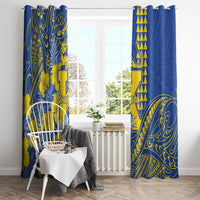 Hawaii Kaiser High School Window Curtain Tribal Tattoo With Hibiscus Flowers