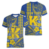 Personalised Hawaii Kaiser High School Women V-Neck T-Shirt Tribal Tattoo With Hibiscus Flowers