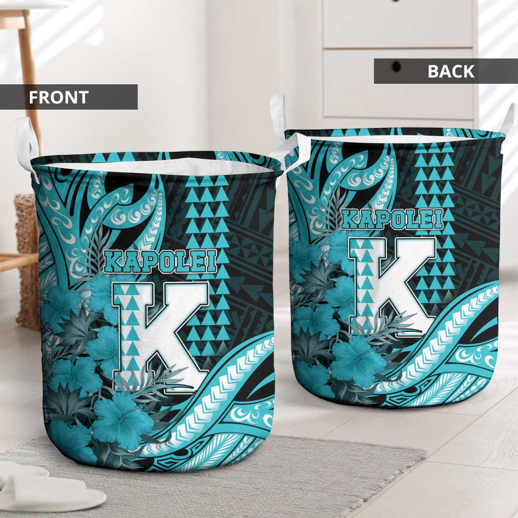 Hawaii Kapolei High School Laundry Basket Tribal Tattoo With Hibiscus Flowers