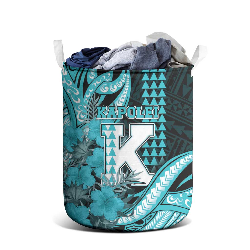 Hawaii Kapolei High School Laundry Basket Tribal Tattoo With Hibiscus Flowers