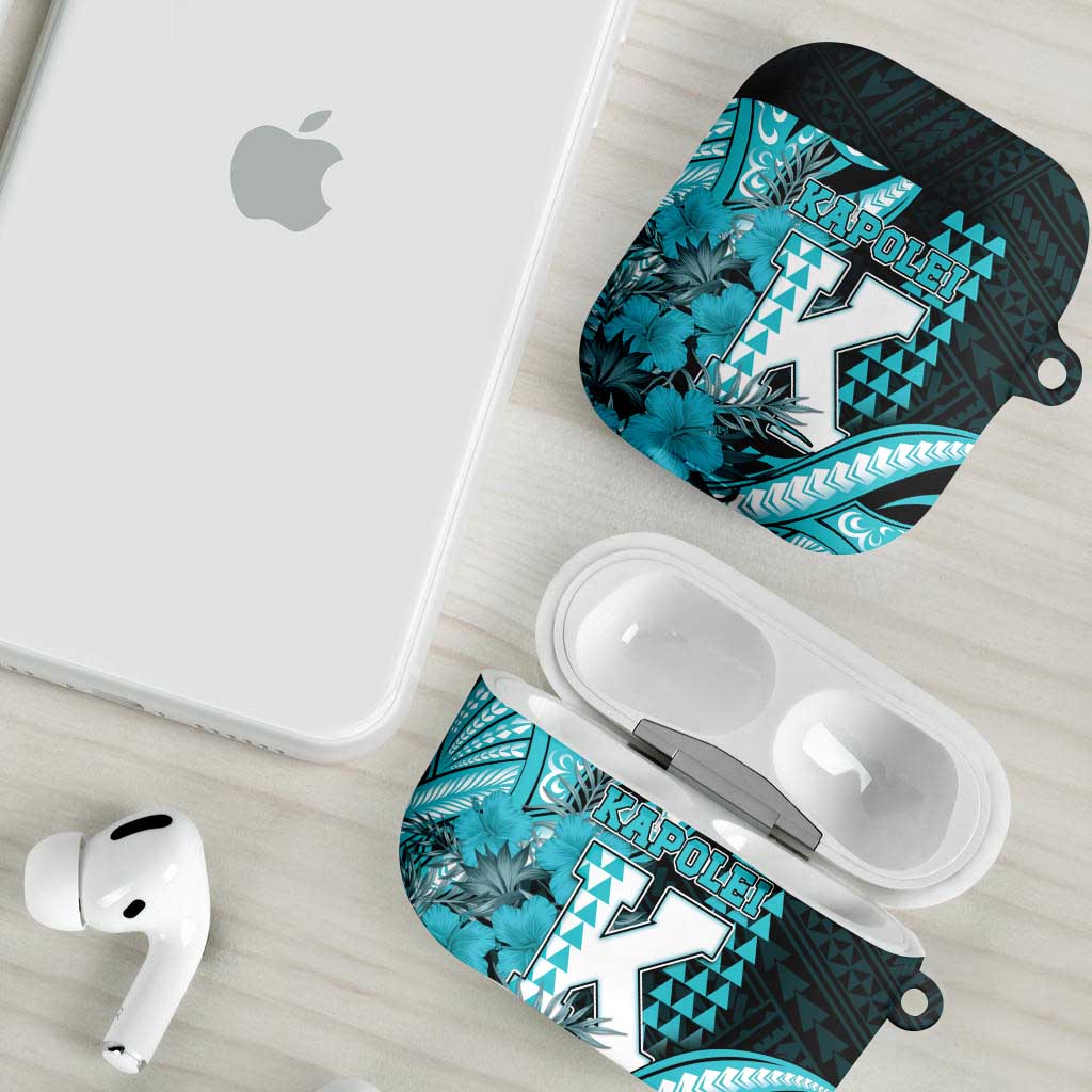 Hawaii Kapolei High School AirPods Case Tribal Tattoo With Hibiscus Flowers