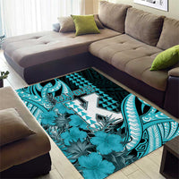 Hawaii Kapolei High School Area Rug Tribal Tattoo With Hibiscus Flowers