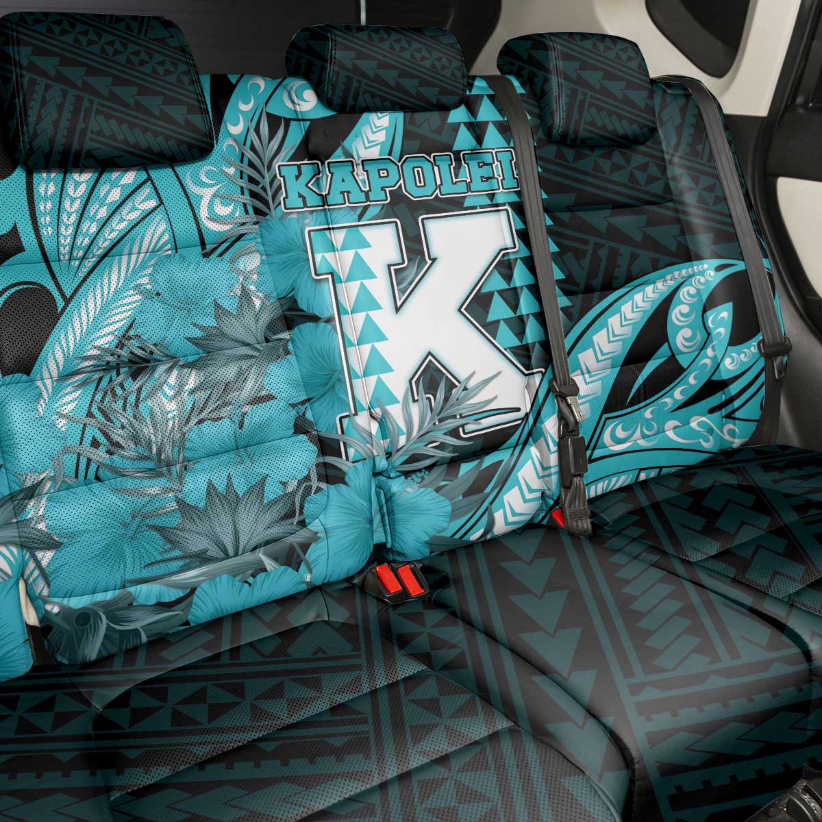 Hawaii Kapolei High School Back Car Seat Cover Tribal Tattoo With Hibiscus Flowers LT05 - Polynesian Pride