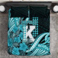 Hawaii Kapolei High School Bedding Set Tribal Tattoo With Hibiscus Flowers LT05 Dark Teal - Polynesian Pride