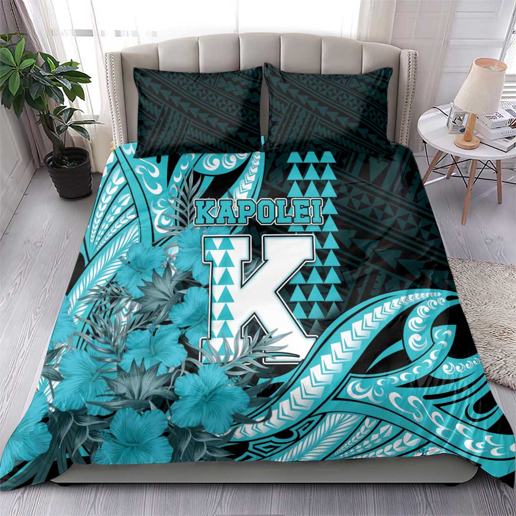 Hawaii Kapolei High School Bedding Set Tribal Tattoo With Hibiscus Flowers LT05 - Polynesian Pride