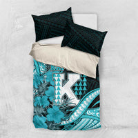 Hawaii Kapolei High School Bedding Set Tribal Tattoo With Hibiscus Flowers LT05 US Twin 172cm x 218cm Dark Teal - Polynesian Pride