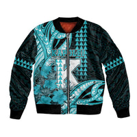 Personalised Hawaii Kapolei High School Bomber Jacket Tribal Tattoo With Hibiscus Flowers