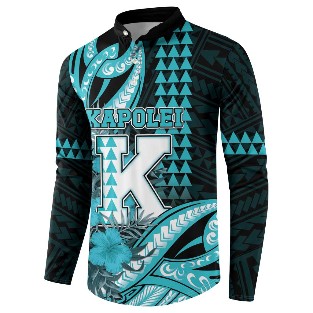 Personalised Hawaii Kapolei High School Button Sweatshirt Tribal Tattoo With Hibiscus Flowers