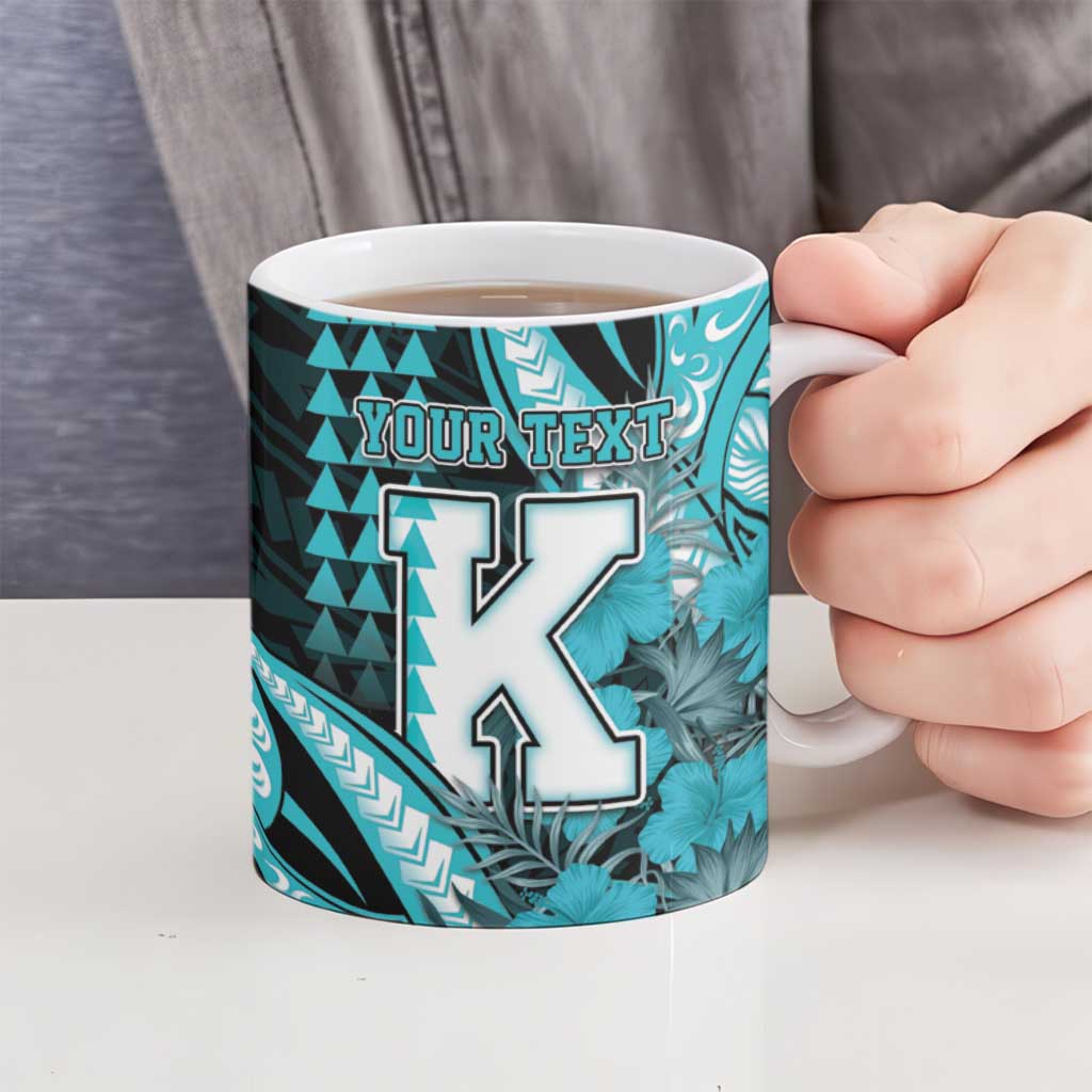Personalised Hawaii Kapolei High School Ceramic Mug Tribal Tattoo With Hibiscus Flowers