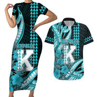 Personalised Hawaii Kapolei High School Couples Matching Short Sleeve Bodycon Dress and Hawaiian Shirt Tribal Tattoo With Hibiscus Flowers