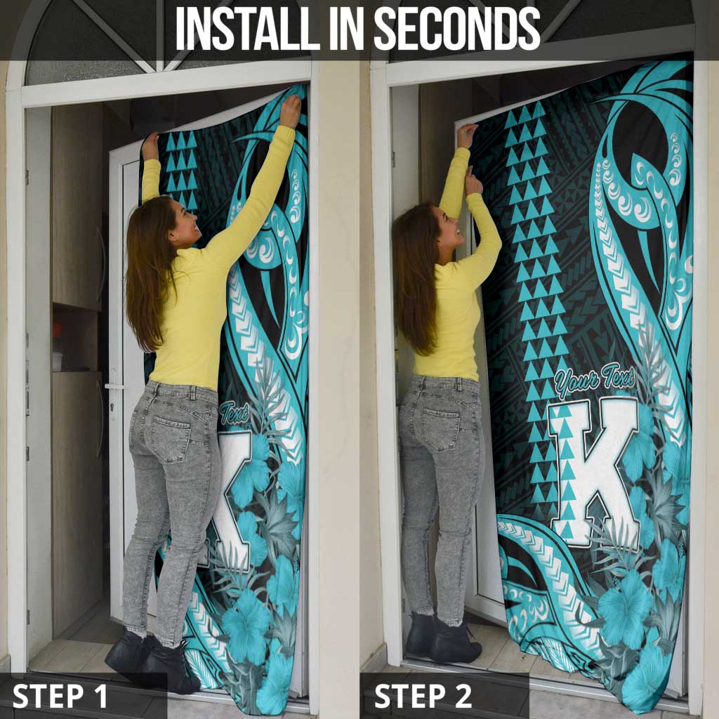 Personalised Hawaii Kapolei High School Door Cover Tribal Tattoo With Hibiscus Flowers LT05 - Polynesian Pride