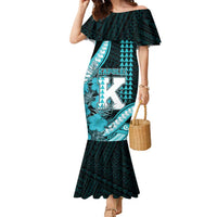 Personalised Hawaii Kapolei High School Family Matching Mermaid Dress and Hawaiian Shirt Tribal Tattoo With Hibiscus Flowers