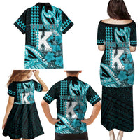 Personalised Hawaii Kapolei High School Family Matching Puletasi and Hawaiian Shirt Tribal Tattoo With Hibiscus Flowers