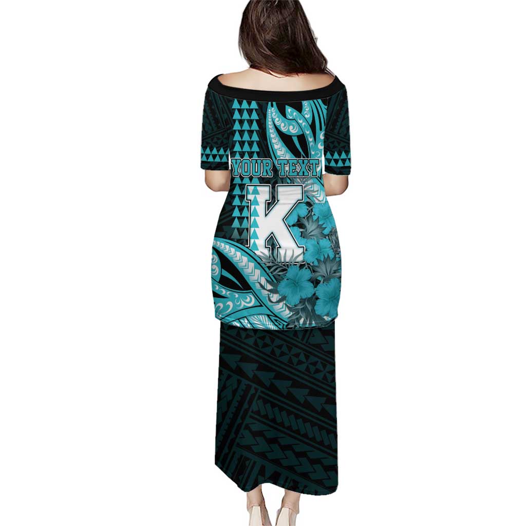 Personalised Hawaii Kapolei High School Family Matching Puletasi and Hawaiian Shirt Tribal Tattoo With Hibiscus Flowers